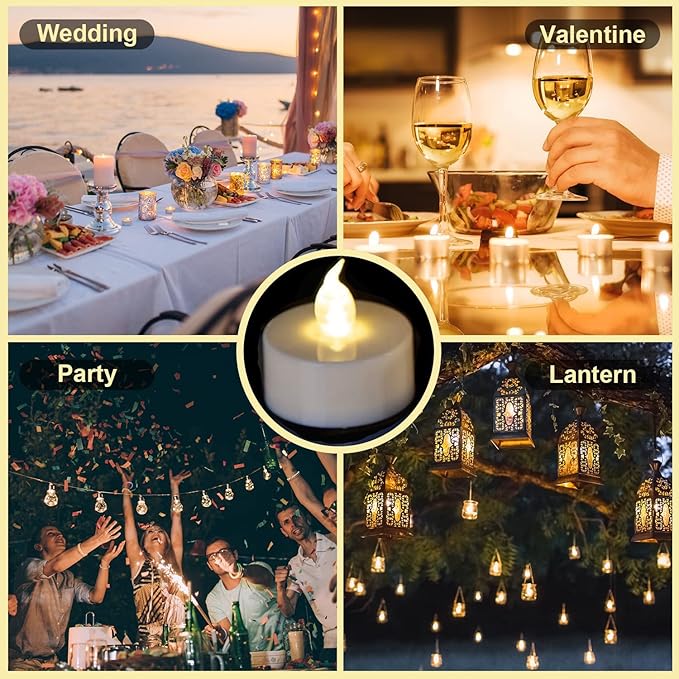 Battery tealights ,24 Pack Realistic and Bright Flickering Last 200 hours Longer Battery Operated Flameless LED Tea Lights candles for Holiday, Weddings, Birthdays,Halloween,Christmas(Warm White)
