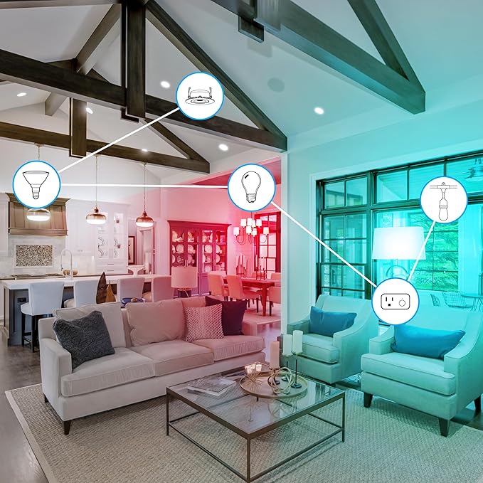 Feit Electric OM60/RGBW/CA/AG/3 60 Watt Equivalent WiFi Color Changing and Tunable White, Dimmable, No Hub Required, Alexa or Google Assistant A19 LED Smart Light Bulb, 3-Pack, Rgbw Multicolor, 60W