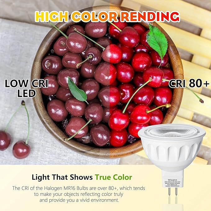 MR16 LED Bulb, 50W Halogen Equivalent, 5W 12V 3000K Soft Warm White, 450Lm GU5.3 Bi-Pin Base, 12V Spotlight Bulb, 40 Degree Spot Lighting For Indoor/Outdoor Landscape Track Bulbs-Not Dimmable (6 Pack)