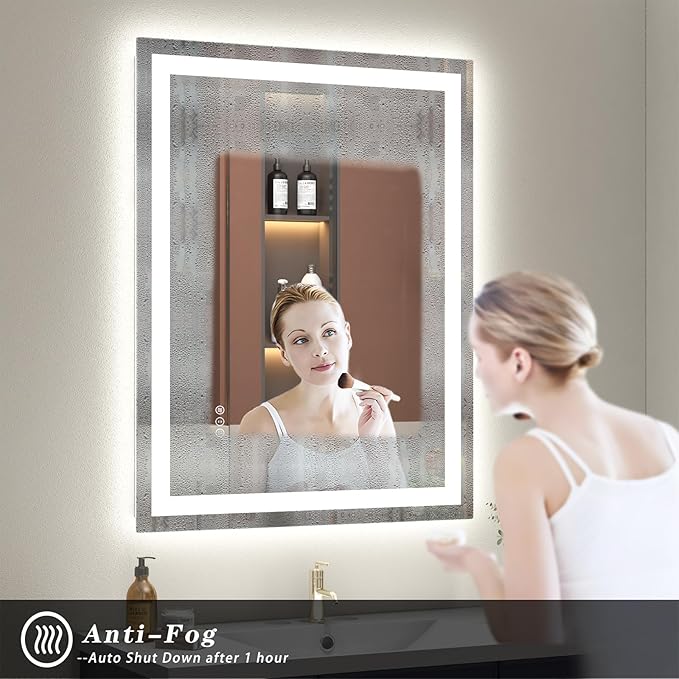 30 x 36 LED Bathroom Mirror for Vanity, Rectangle Lighted Vanity Mirrors with Lights, Dimmable, Anti-Fog, Shatter-Proof, ETL Listed (Front Lighted + Backlit)