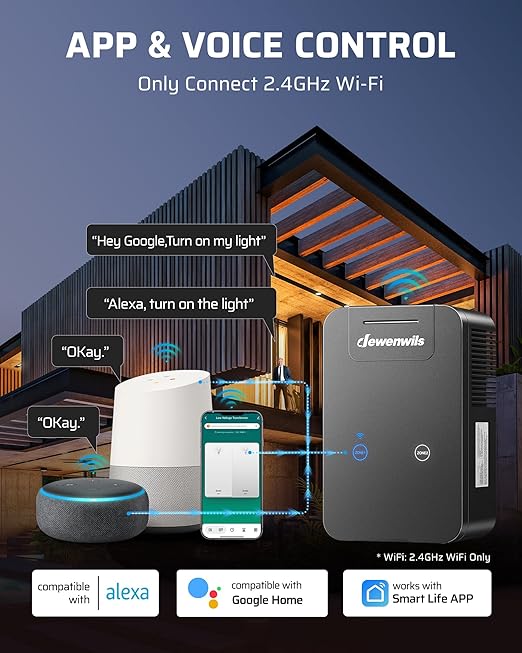 DEWENWILS 200W Low Voltage Landscape Transformer, 2 Zones WiFi Low Voltage Transformer, Weatherproof for Landscape Lighting, 120V AC to 12/15V AC, Compatible with Alexa Google Assistant, FCC Listed