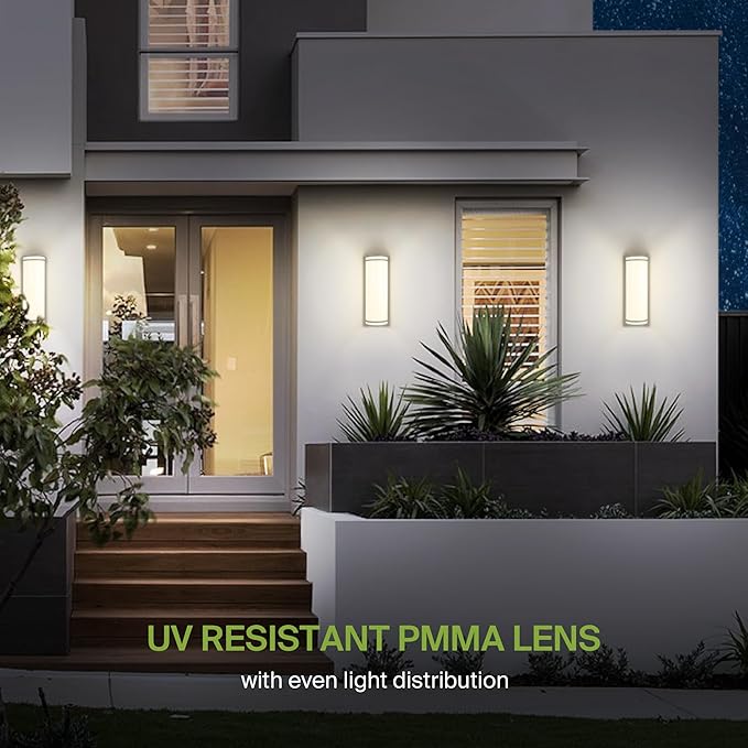 ASD 18 Inch LED Outdoor Sconce Lights - 20W 120-277V 3000K 4000K 5000K Nickel Exterior Lighting Fixtures, Dimmable Exterior Lights for House, Modern Patio Wall Light Fixture ETL