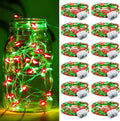 Aogist 12 Pack Fairy Lights 3 Modes 7ft 20 LED Waterproof,Battery Operated Silver Wire Firefly Starry Moon Mini String Lights for Mason Jars Christmas DIY Crafts Wedding Party Bedroom,Red&Green