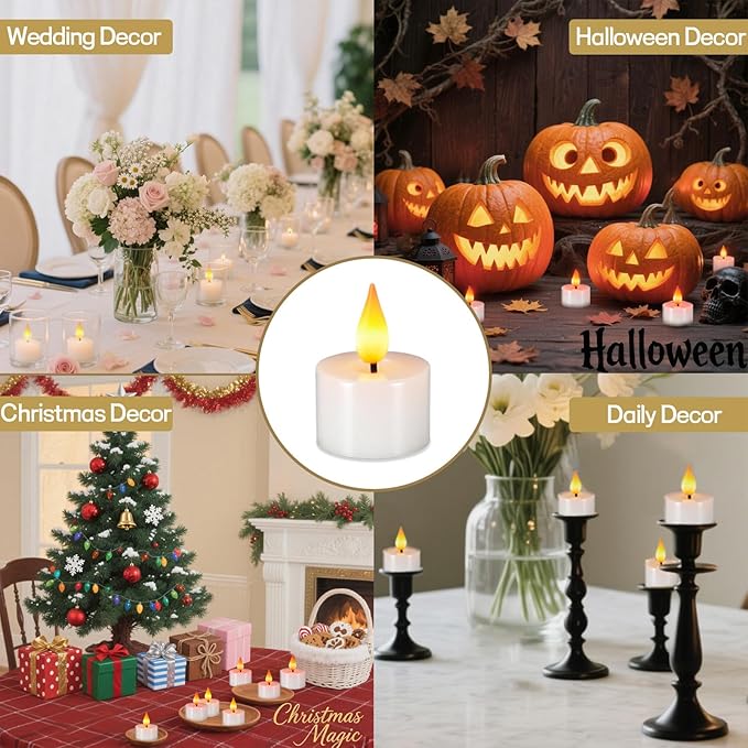 Rechargeable Candles tealights 12 Pack, Electric Tea Lights with Type-C Charging Base, 60-Hour Ultra Runtime, 2 inch Votive Candle with Remote, Ideal for Wedding Christmas Table Centerpiece