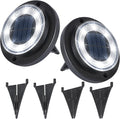 Flacchi Solar Lights Outdoor Waterproof - 2-in-1 Solar Powered Ground Lights Outdoor Solar Disk Light Landscape Light for Deck Step Patio Yard Pathway Walkway Driveway Garden (Cool White, 2 Pack)