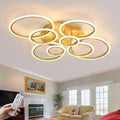 Modern LED Ceiling Light 41inch with Remote Dimmable 8 Ring Flush Mount Ceiling Light Fixture for Living Room Bedroom Kitchen Dining Room (Gold)