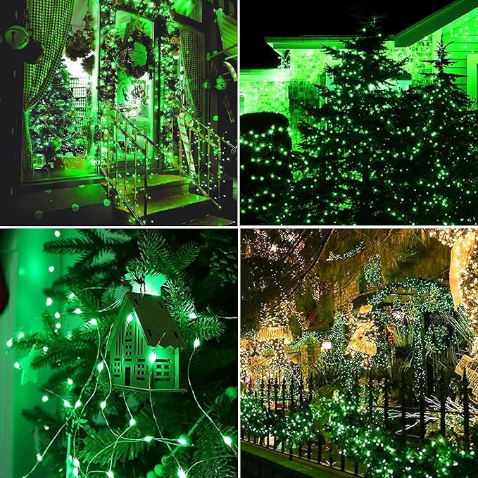 Joomer Green Fairy String Lights 33FT 100 LEDs Plug in Fairy Lights Indoor Silver Wire String Light DIY for Bedroom, Parties, Christmas, Outdoor, Indoor St. Patrick's Day Decoration (Non-Connectable)