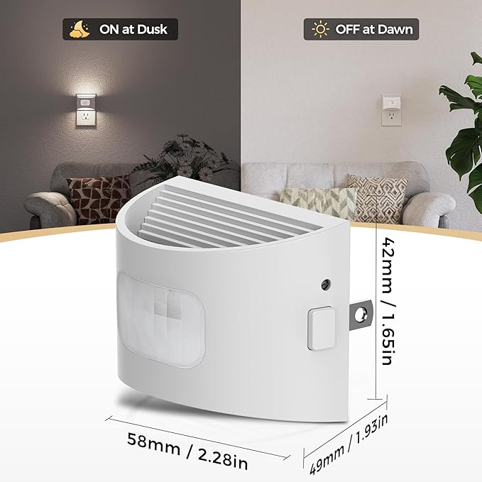 DORESshop LED Night Light[4 Pack], Night Lights Plug into Wall, 3 Mode Plug in Night Light with Motion Sensor, Dusk to Dawn Sensor, Nightlights for Adults, Bedroom, Bathroom, 5000K White Cover