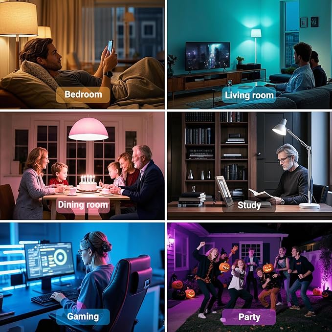 TJOY Smart Light Bulbs, Bluetooth WiFi Led Bulb Compatible with Alexa &Google Assistant, RGB Color Changing Alexa Bulb, 9W(60W Equivalent), A19 E26 800LM, 2.4Ghz WiFi only,2 Pack