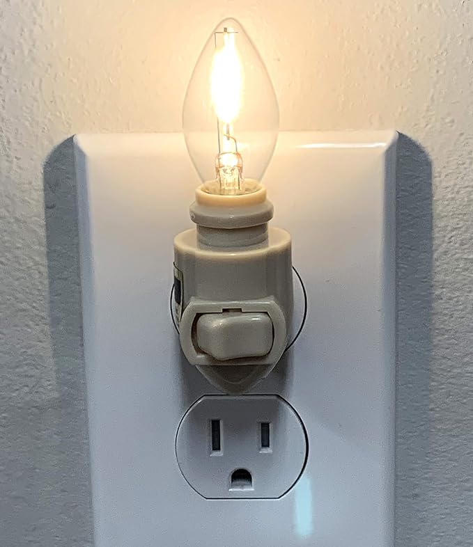 Creative Hobbies Plug in Night Light Module Includes 4 Bulbs and 4 Metal Clips, Great for Making Your Own Decorative Night Lights, Pack of 4 (Ivory)