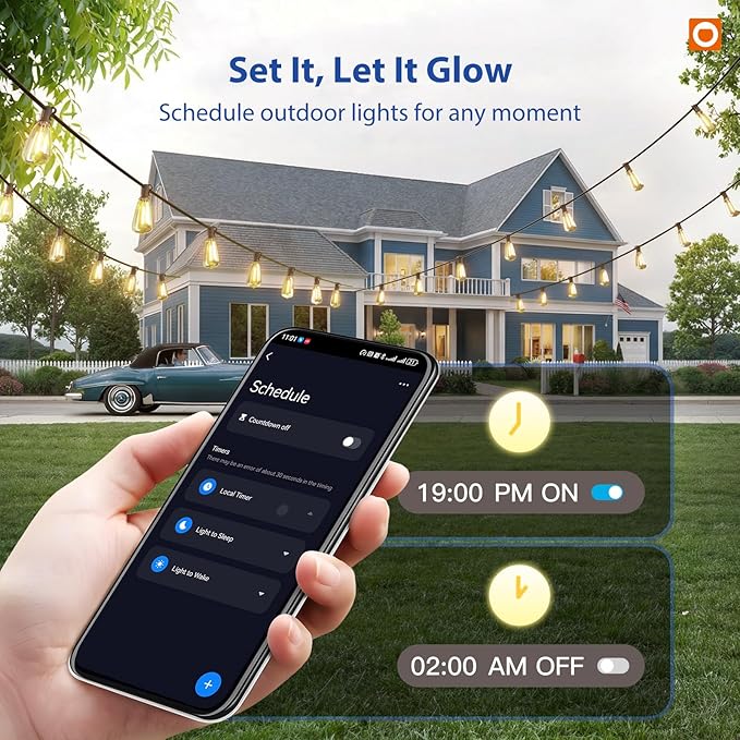 addlon 100FT LED Outdoor String Lights with APP Control Waterproof Patio Lights with Shatterproof ST38 Bulbs, Dimmable Outside Hanging Light Connectable for Porch, Backyard, Bristo, Garden