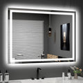 LED Mirror for Bathroom 48x36 Lighted Bathroom Vanity Mirrors with Lights, Brighter Frontlit and Backlit Anti-Fog Mirror, Tempered Glass, Dimmable 3 Colors Light Modes, Memory Function