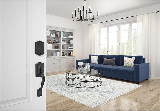 Schlage Encode Smart Wi-Fi Deadbolt Lock with Touchscreen Keypad, Keyless Front Door Entry, App Control, Alexa, Google Home and Airbnb Compatible, Matte Black, BE489WB CAM 622