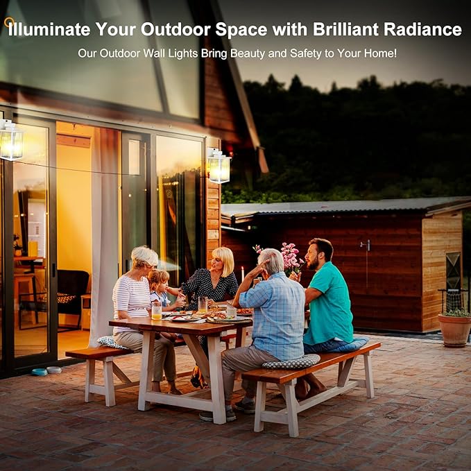 Outdoor Wall Lights for House Exterior, Dusk to Dawn Porch Lights Outdoor, Waterproof Matte Black Front Door Light Fixture & Garage Lighting with Wall Mount Sconce(White)