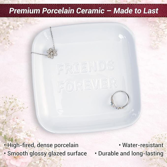 TOPIO Ceramic Jewelry Dish Tray – Handmade Premium Trinket Dish for Rings, Earrings & Necklaces – Decorative Jewelry Holder for Vanity, Nightstand, Gift for Mom, Friends, Her