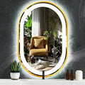 20 x 32 Inch Gold Oval LED Vanity Mirror with Lights Smart Memory 3 Color Dimmable Anti-Fog 32 Inch Gold Frame Oval Lighted Mirror for Bathroom Wall LED Ovals Mirror with Lights Golden Frame