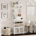 IDEALHOUSE Hall Tree with Doors White 72.8in Coat Rack Shoe Storage Narrow Coat Tree Shoe Shelf Organizer with 7 Hooks for Entryway Bedroom and Mudroom