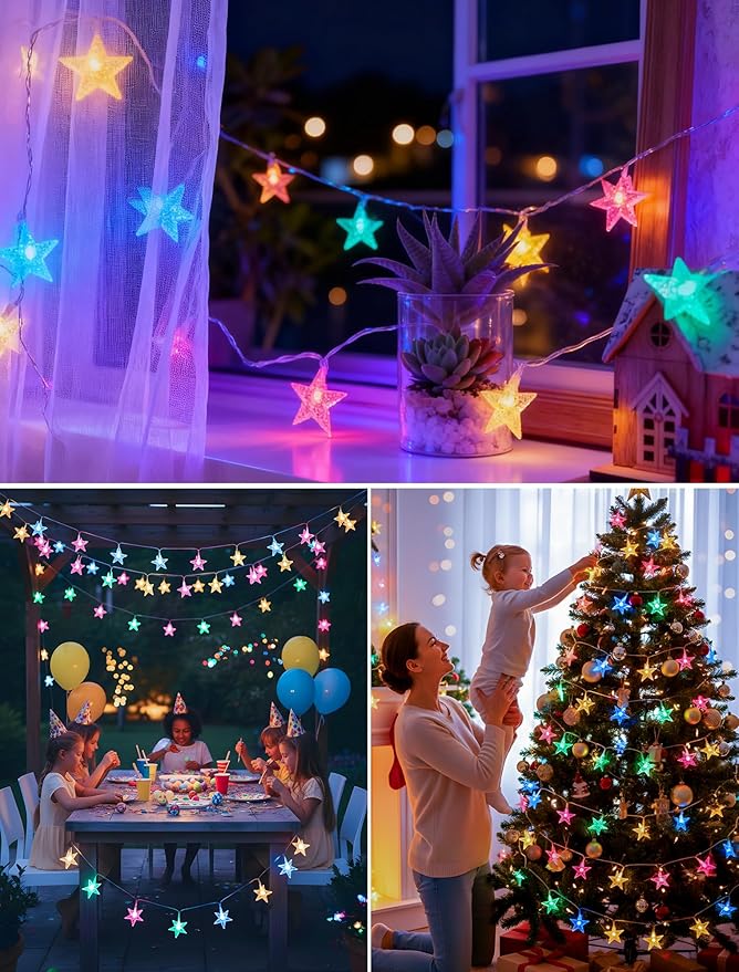 Star String Lights Plug in,33ft 100LED Easter Lights with Remote, Hanging Star Decorations Lights Waterproof for Indoor Outdoor Bedroom Classroom Dorm Kids Tent Party Decor,Multicolor