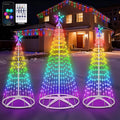 3 Pack Smart Christmas Cone Tree Lights App Controlled, 4FT 5FT 6FT RGB Color Changing Christmas Trees Music Sync, Goup Control, Magical Xmas Tree Lightshow for Yard Indoor Outdoor Christmas Decor