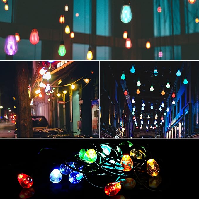 iMagic Outdoor String Lights, 49 Ft Smart RGB Patio Lights, 15 LED Bulbs Multi Color String Lights, for Alexa/Google Assistant, App Control, 2.4 GHz Only, IP65 Waterproof, Meet to U.S. Standards