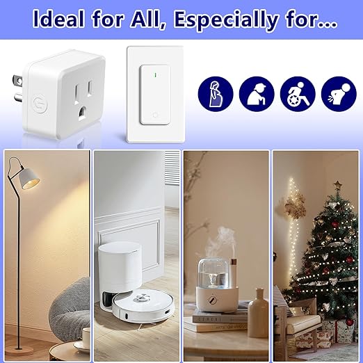 Remote Switch Outlet, GreenCyle 4 Outlet Plug with Remote, Wireless On/Off Light Switch Wall Mounted, 15A/1500W, TUV Listed, No Wiring Needed, 500ft RF Range, for Lamps, Fans, Household Appliances