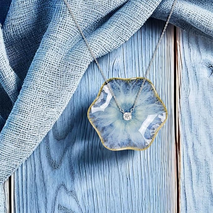 2Pcs Ceramic Jewelry Dish - Lotus Leaf Shape, for Ring Holder Necklace Small Key, Suitable for Mother Friend Sister, Gifts for Women, Cute Plate Trinket Tray, Home Decor (Crystal Green & Light Blue)