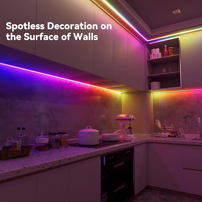 PAUTIX COB LED Strip Lights Pro, UL-Listed RGB Smart IC Chasing Color Addressable COB LED Tape Light, Music Sync Flexible RGB LED Lights, Smart Strip Light, for Party, Bedroom, Color Changing, 32.8ft