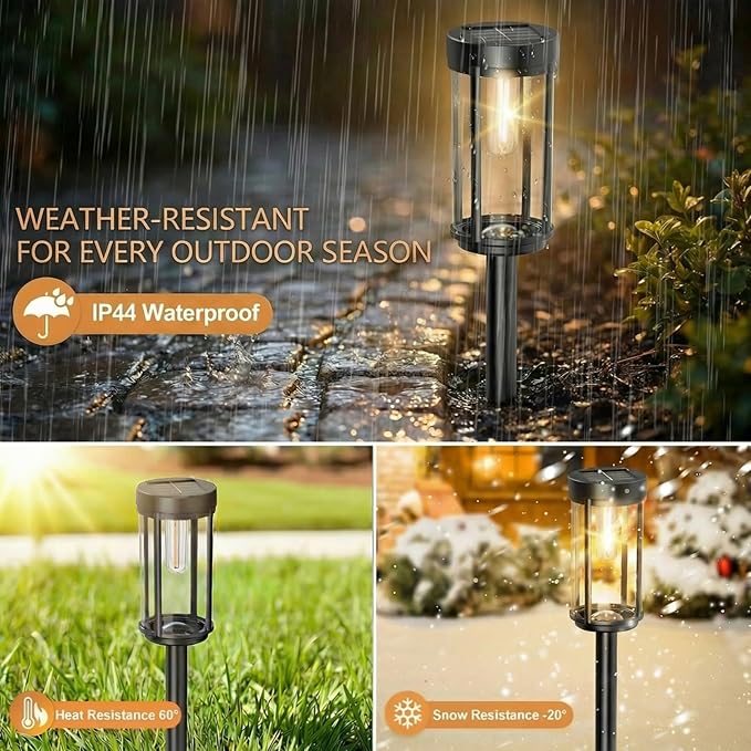 Sparkblaze 2 Pack Solar Pathway Lights Outdoor, Modern Classic Solar Garden Lights, Auto On/Off Landscape Lighting for Yard, Lawn, Patio, Walkway, Waterproof Solar Stake Lights. (2, Warm White)