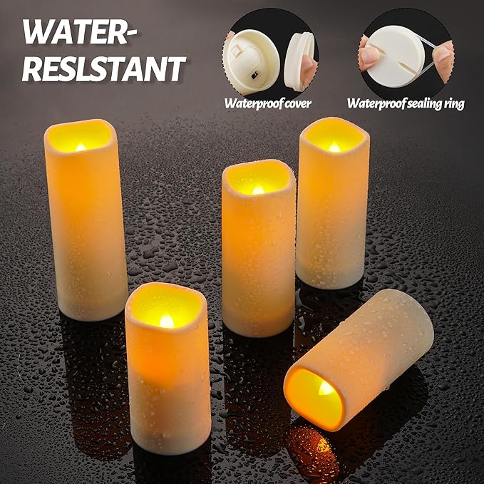 Da by Waterproof Outdoor Flameless LED Battery Candles, 12 High-Temperature Resistant Simulated Candles (Pack of 2)