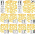 Beieverluck 10 Pack 33FT 100 LED Fairy Lights Battery Operated Fairy Lights with Remote and Timer Waterproof String Lights Outdoor Indoor for Bedroom Wedding Christmas Decorations, Warm White
