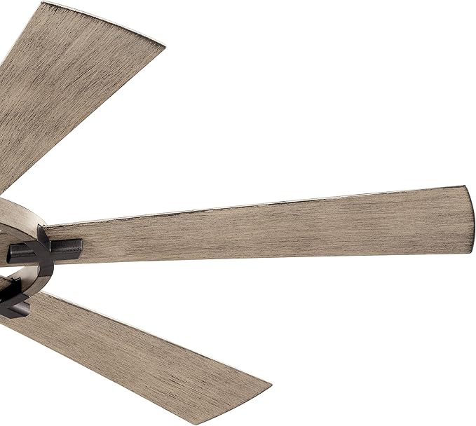 Kichler 52 Inch Gentry Lite LED Ceiling Fan and Etched Cased Opal Glass in Anvil Iron with Distressed Antique Grey Blades,Satin Black/Silver