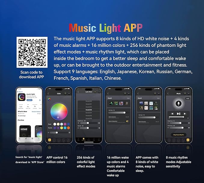 Smart LED Table Lamp,4 in 1 Night Light,Wireless Charger,Alarm Clock and Bluetooth Speaker with App Control Color Changing Atmosphere Table Lamp for Bedroom, Office, Home Decor