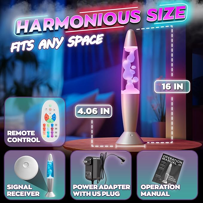 16" LED Liquid Motion Lamp with Remote Control – 17 Color Changing Decorative Mood Light for Bedroom, Living Room or Office – Dynamic Retro Sensory Lamp with 4 Modes for Relaxing Ambient Lighting