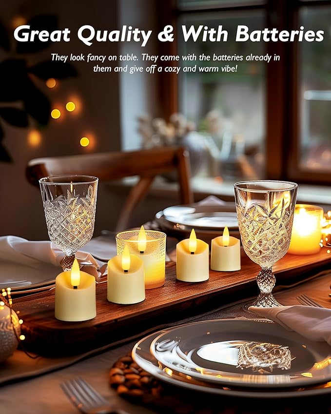 Homemory 12Pack 400+ Hour Remote Control Candles, 2/4/6/8H Timer LED Votive Candles, Battery Operated Tea Lights in Warm White for Outdoor, Table, Wedding, Christmas (Ivory, Batteries Included)
