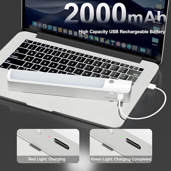 Under Cabinet Lighting, 2 Pack Motion Sensor Light Indoor, 3 Color Temperatures, Rechargeable Closet Light with Charging Cable, Suitable for Kitchens, Staircases, Corners