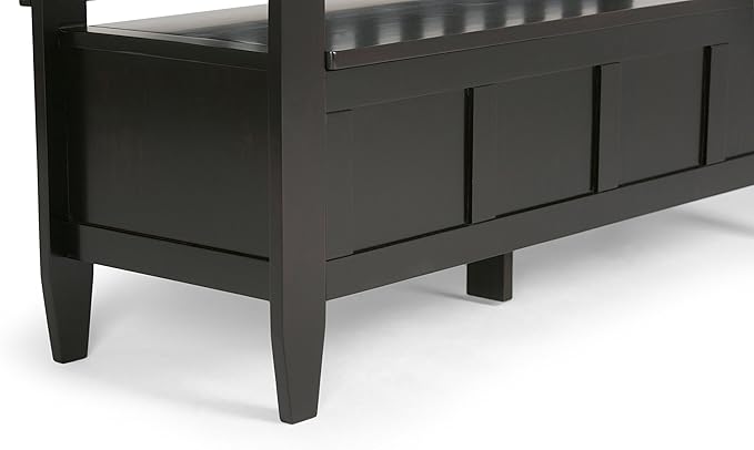 SIMPLIHOME Brooklyn Entryway Storage Bench - 48 inch Wide Solid Wood Hallway Bench in Dark Coffee Brown, Contemporary Mudroom Bench for Entry or Foyer with Lift-Up Lid and Spacious Hidden Storage