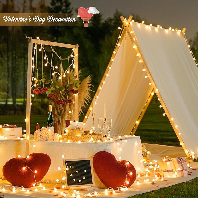 JMEXSUSS 100 LED Connectable Globe String Lights Indoor Bedroom, 33ft Warm White Christmas Lights Plug in with Remote, 8 Modes Hanging Fairy Light Outdoor for Room Classroom Party Spring Home Decor