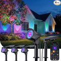 Linkind Smart Solar Lights Outdoor Waterproof SL6C, Dual-Ring Solar & USB Charging Solar Spotlights Outdoor Waterproof IP66, Color Changing Spot Light for Yard, Tree, Landscape, House, 4 Pack