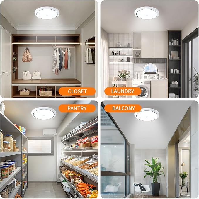 Motion Sensor LED Ceiling Light, 12 Inch Flush Mount Ceiling Light 6500K Closet Lights, Motion Sensor Light Indoor for Stair Closet Porch Hallway Laundry (18W)