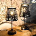 3 Level Dimmable Touch Table Lamps Set of 2, Black Metal Tree Pattern Shadow Lamp, Small Bedside Night Light for Kids, Vintage Accent Decor Lamp Halloween Indoor Mood Lighting Bedroom Living Room