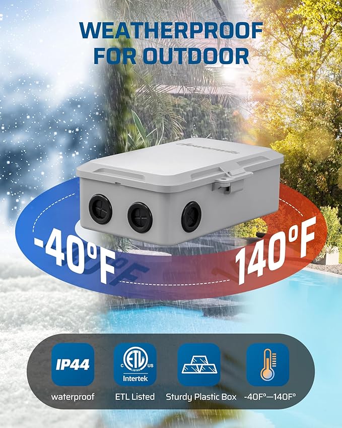 DEWENWILS Pool Pump Timer, Outdoor Digital Timer Box, 2HP 40A 120VAC, 7-Day 12 ON/Off Programmable Timer Switch for Pool Pump, Water Heater, Pool Filter, Landscape Lights, ETL Listed