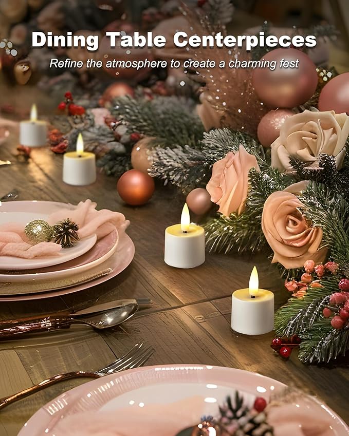 Remote Candles, 12Pcs Timer LED Votive Candle, Realistic 3D Flickering Flameless Tea Lights Candle Battery Operated with 2/4/6/8H Timer for Home Decor- White Base