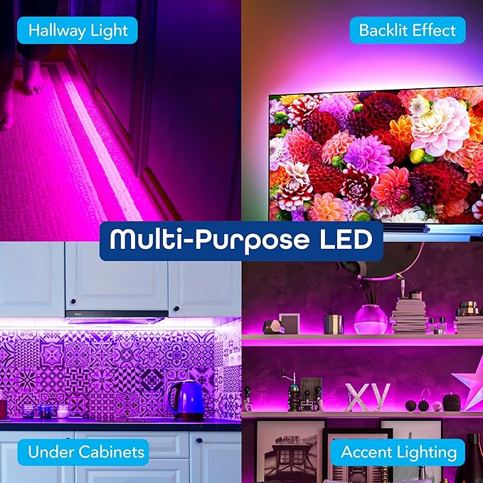 Geeni Prisma 5M Smart WiFi LED Strip Lights Works with Alexa, Google Assistant 16 Million Colors Phone App Controlled Light Strip for Home, Kitchen, TV, Party, for iOS and Android, 16.4ft
