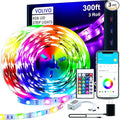 VOLIVO 300ft LED Strip Light Bluetooth, Color Changing LED Strip Lights for Bedroom, Music Sync RGB Lighting with 24Key Remote/APP Control for Home Decoration