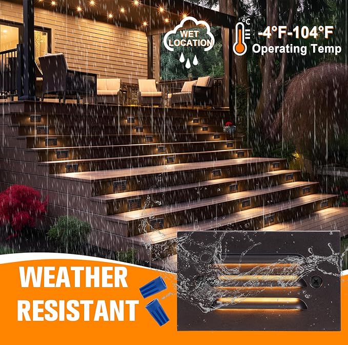 CLOUDY BAY 4 Inch 5CCT 12V 4W Low Voltage LED Step Light with Horizontal Louvered Faceplate for Steps Decks Stairs,Outdoor Stair Lights,Wet Locations,6 Pack,Oil Rubbed Bronze