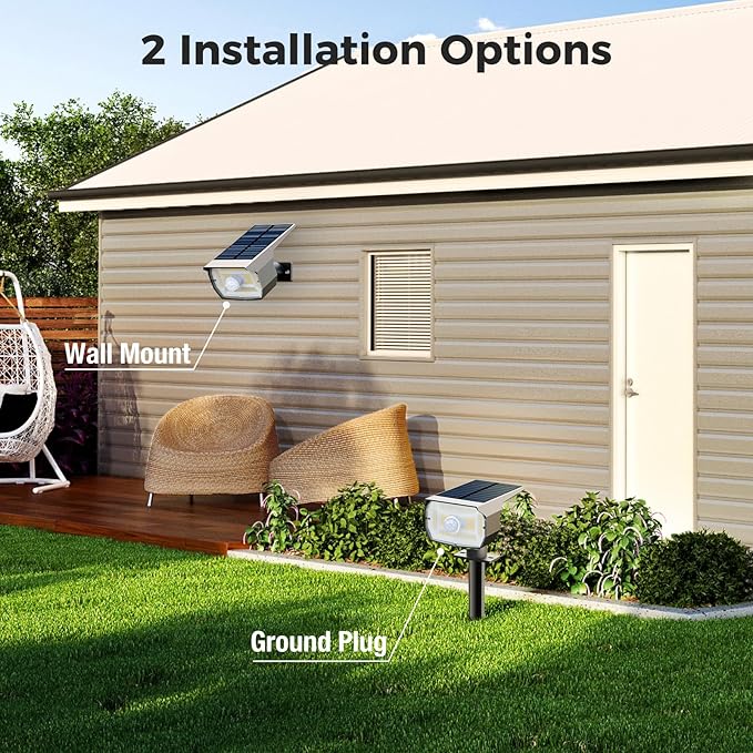 nipify 10 Pack Solar Spot Lights Outdoor Motion Sensor with 3 Modes,Solar Spotlights Outdoor Waterproof 2-in-1 Auto On/Off Landscape Lighting for Outside Yard Wall Garden Pathway, Warm White