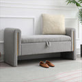 Modern 52" Storage Ottoman Bench, Upholstered End of Bed Storage Bench with Armrests, Entryway Bench, Teddy Foot Rest Stool for Living Room Hallway Bedroom (Grey)
