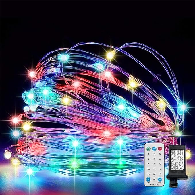 LAMPHOME Easter Fairy Lights Plug in, 33Ft 100 LEDs Waterproof Twinkle Firefly Lights, Adaptor Included, Starry Multicolor String Lights for Wedding Indoor Outdoor Christmas Patio Garden Decoration