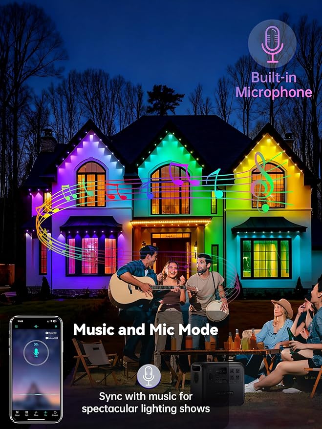 100FT Permanent Outdoor Lights, Smart RGB Eave Lighting for House, IP67 Waterproof LED Outside House Lights with App/Remote Control, for Christmas, Holiday Decor, Party, Daily