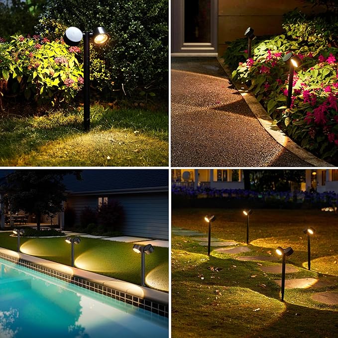 LETMY 2X Brighter Solar Pathway Lights Outdoor Waterproof - Adjustable, Dual-Head Pathway Lights Solar Powered Garden Light, 18 LED Landscape Lighting for Yard Path Walkway Driveway Lawn Decor, 4 Pack